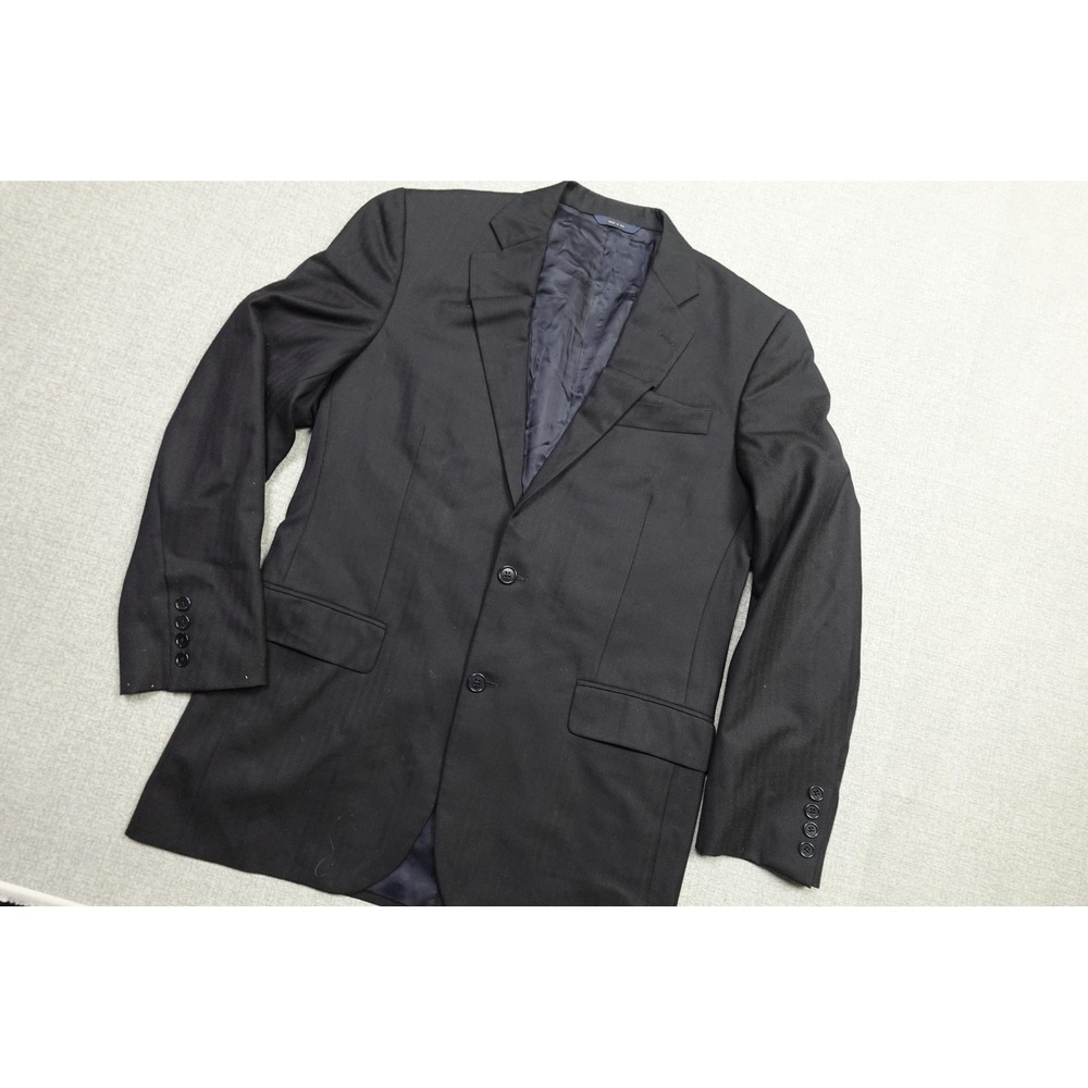 Brooks Brothers 1818 Madison Suit Jacket Mens 39L Black Wool Herringbone Dress